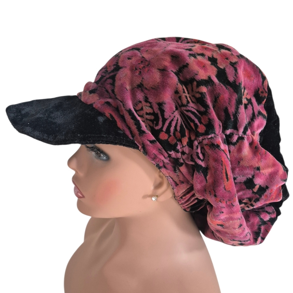 Vintage Poor Boy  Revesable Pink and Black Velvet Women's Hat